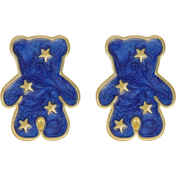 🔥2/$20 Blue Bear Earrings Silver Pin - Picture 4 of 5